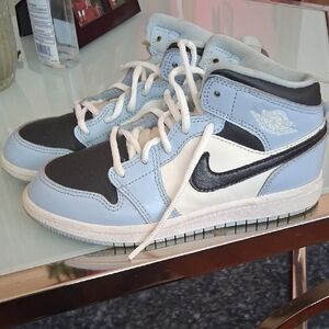 Nike Air Jordan 1 Mid Light Blue and Black
